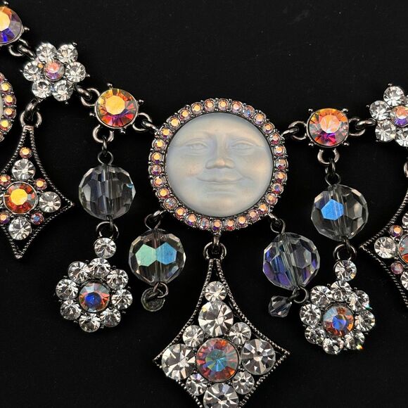RARE Kirk’s Folly Sea View Faces Aurora Borealis Rhodium Necklace - Picture 3 of 9